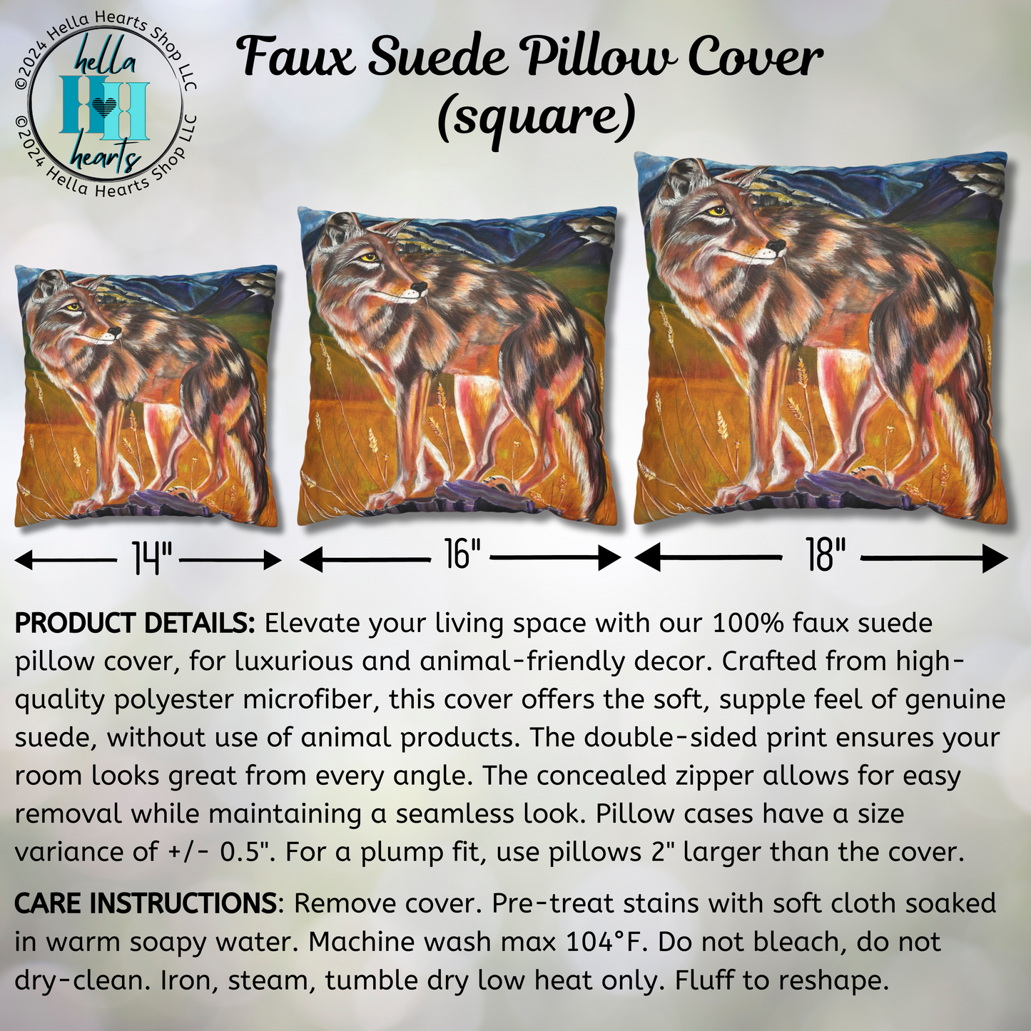 Plains Coyote Throw Pillow Cover - Faux Suede 3 Sizes - Lady of the Plains from Mama Mosaic Artworks