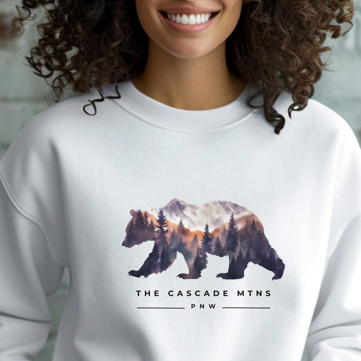 Sweatshirt - PNW Bearscape Unisex Crewneck - The Cascade Mountain Range