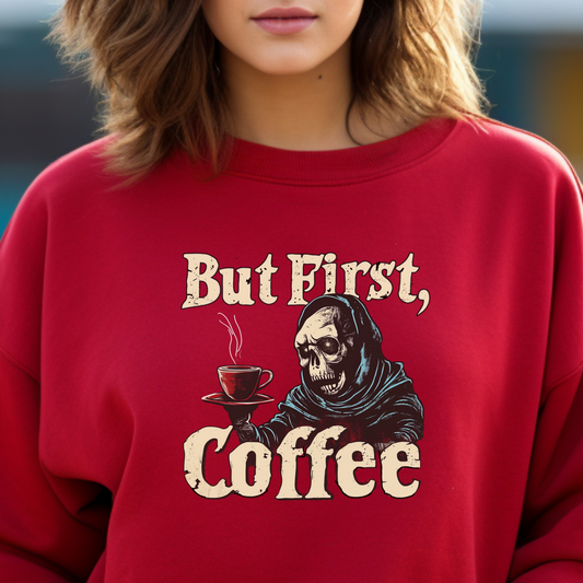 Coffee First Reaper Unisex Crewneck Sweatshirt