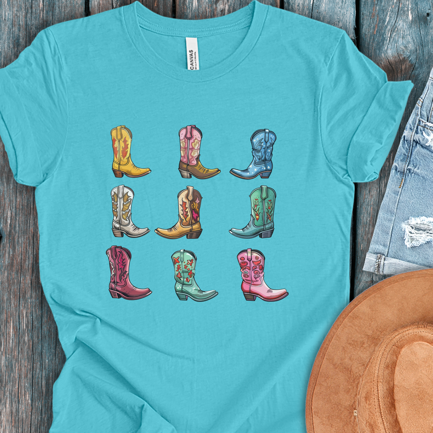 Cowgirl Boots TShirt - Buncha Boots Unisex Crew