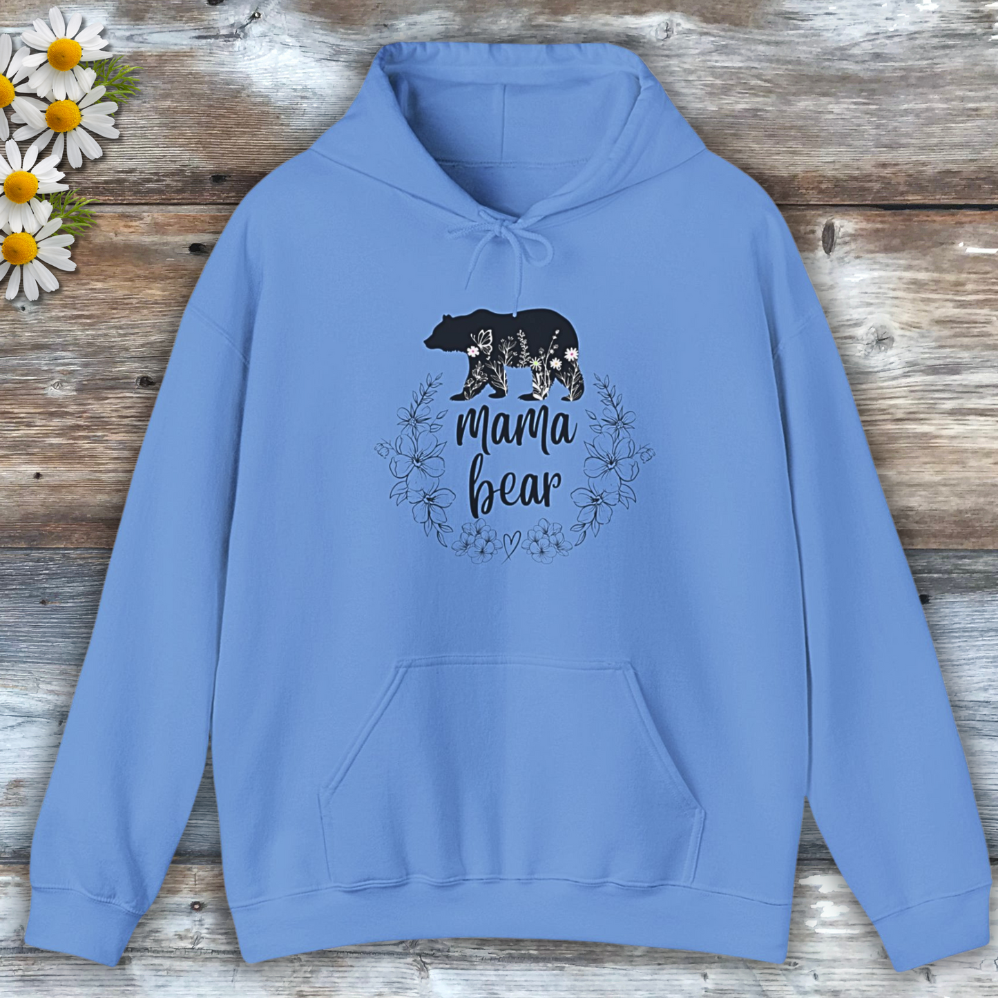 Hoodie - Mama Bear Floral Wreath Unisex Hooded Sweatshirt