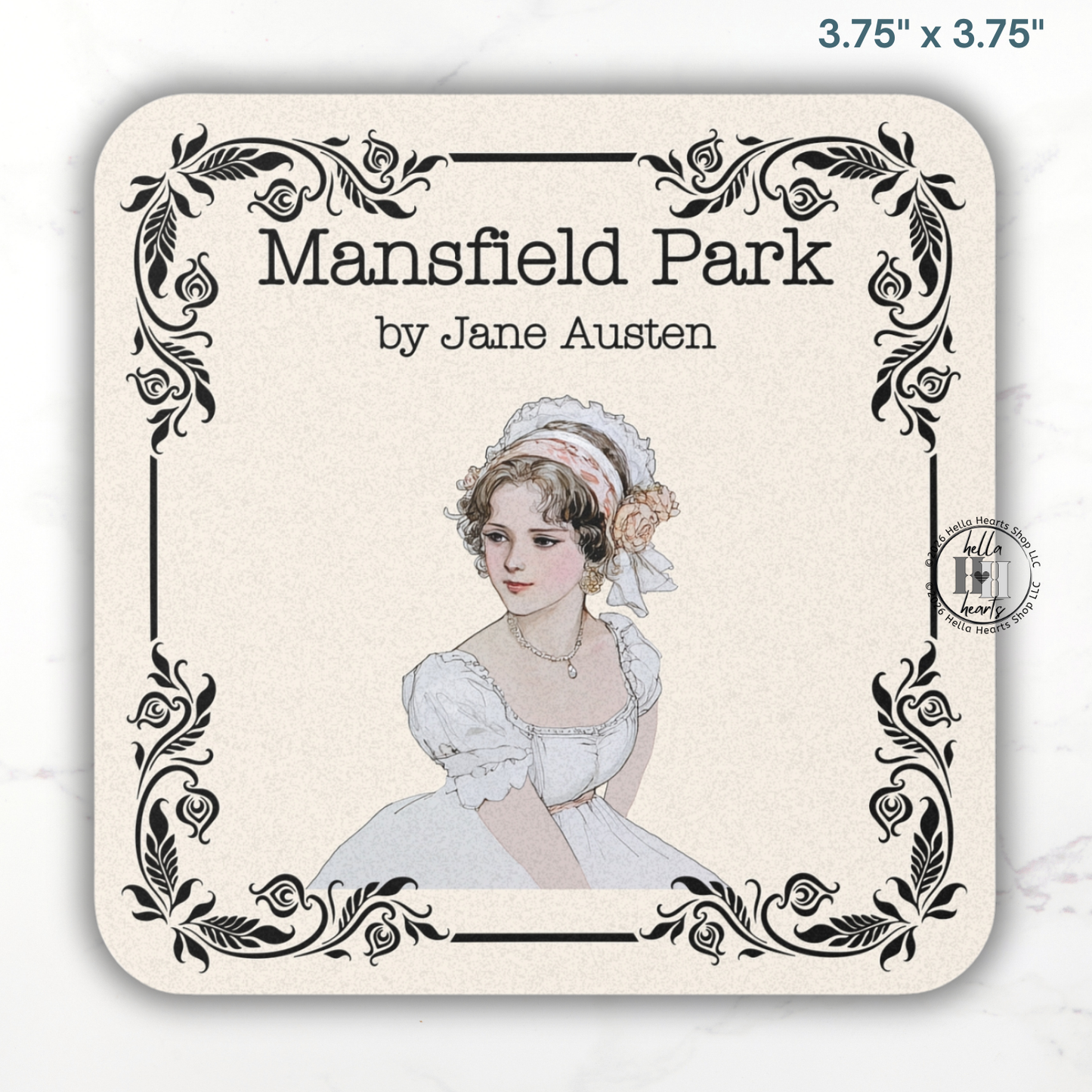 Jane Austen Book Coasters, Bookish Gift, Classic Lit, Cork Back