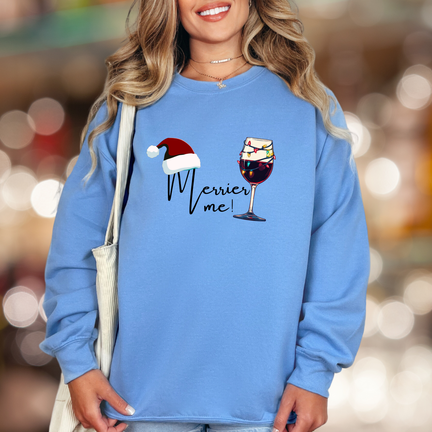 Christmas Wine Sweatshirt - Merry Me - Unisex Crew