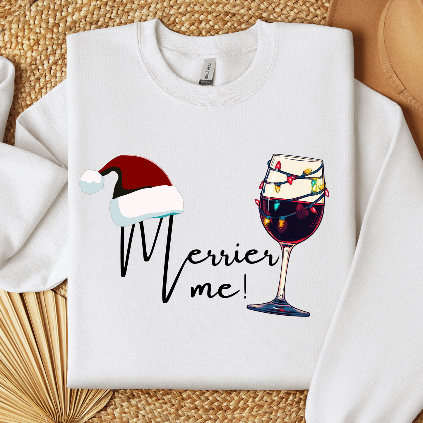 Christmas Wine Sweatshirt - Merry Me - Unisex Crew