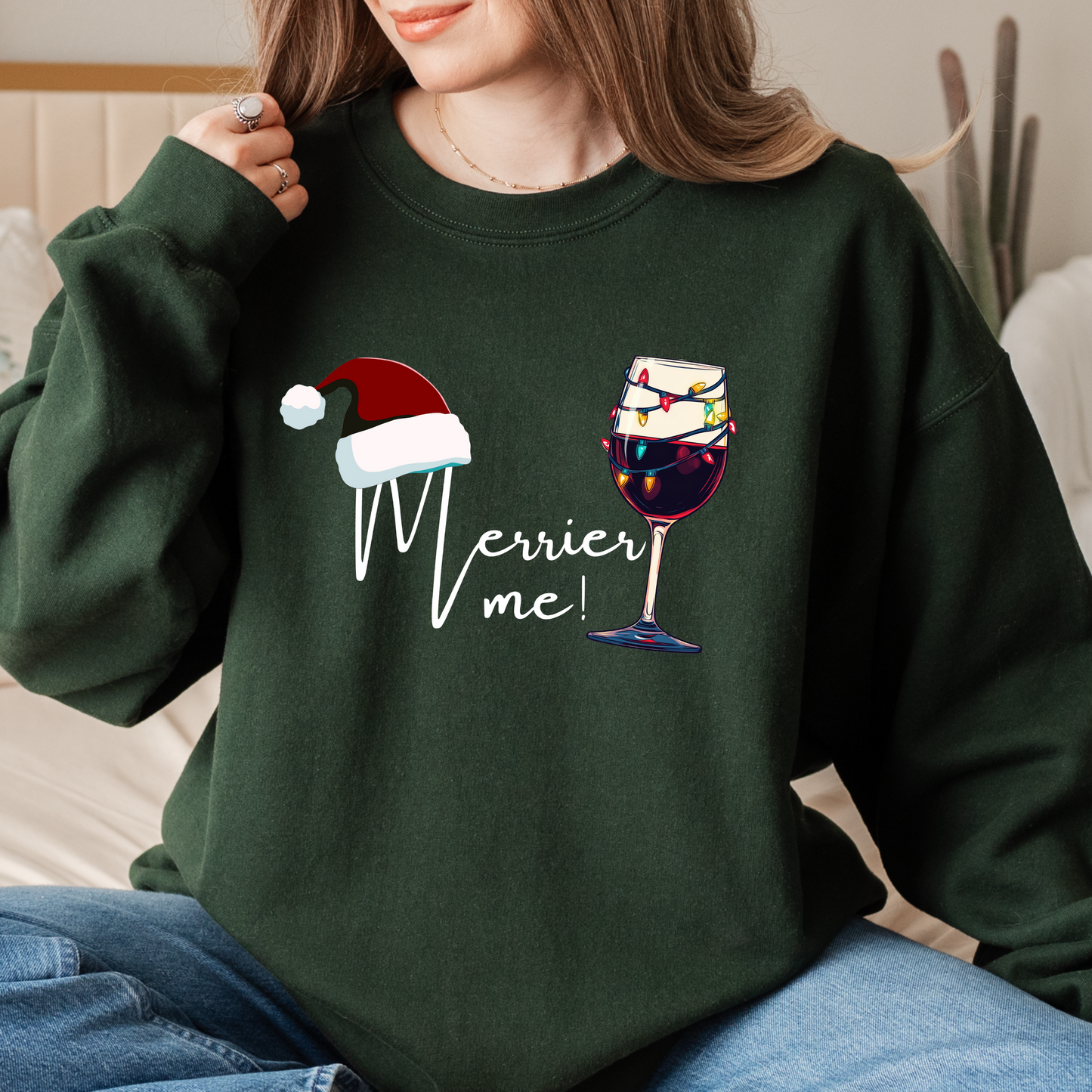 Christmas Wine Sweatshirt - Merry Me - Unisex Crew