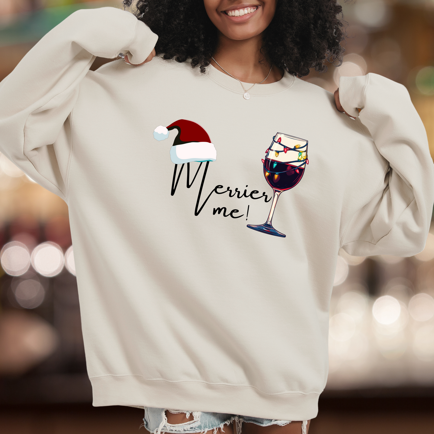 Christmas Wine Sweatshirt - Merry Me - Unisex Crew