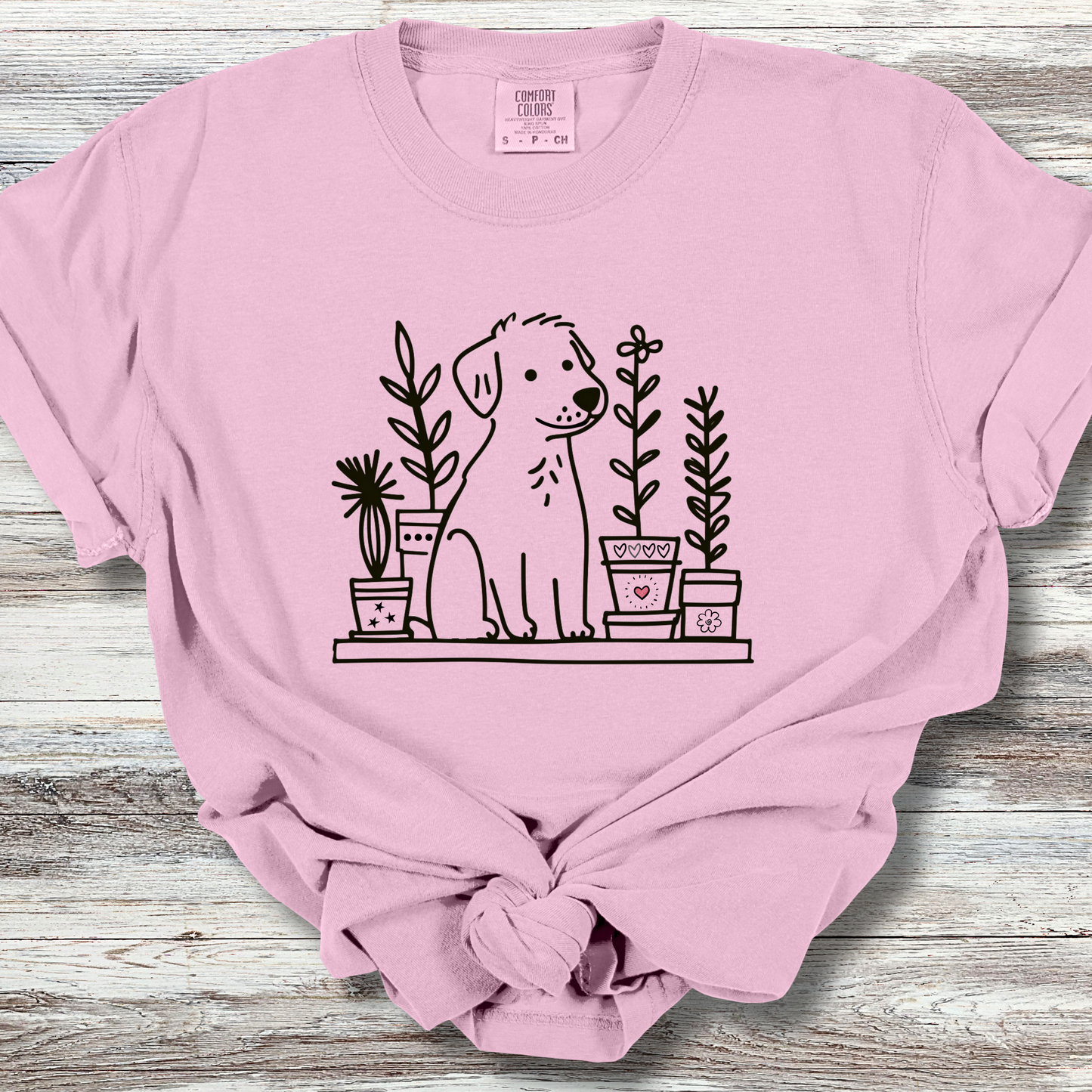 Dog and Plant Lover TShirt - Dogs Heart Plants Comfort Colors Unisex Crew