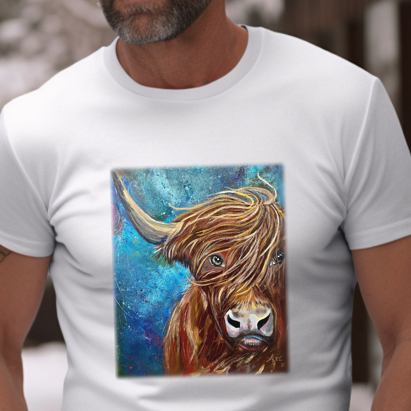 Highland Cow Unisex TShirt - Highland Bull I Won't Back Down from Mama Mosaic Artworks