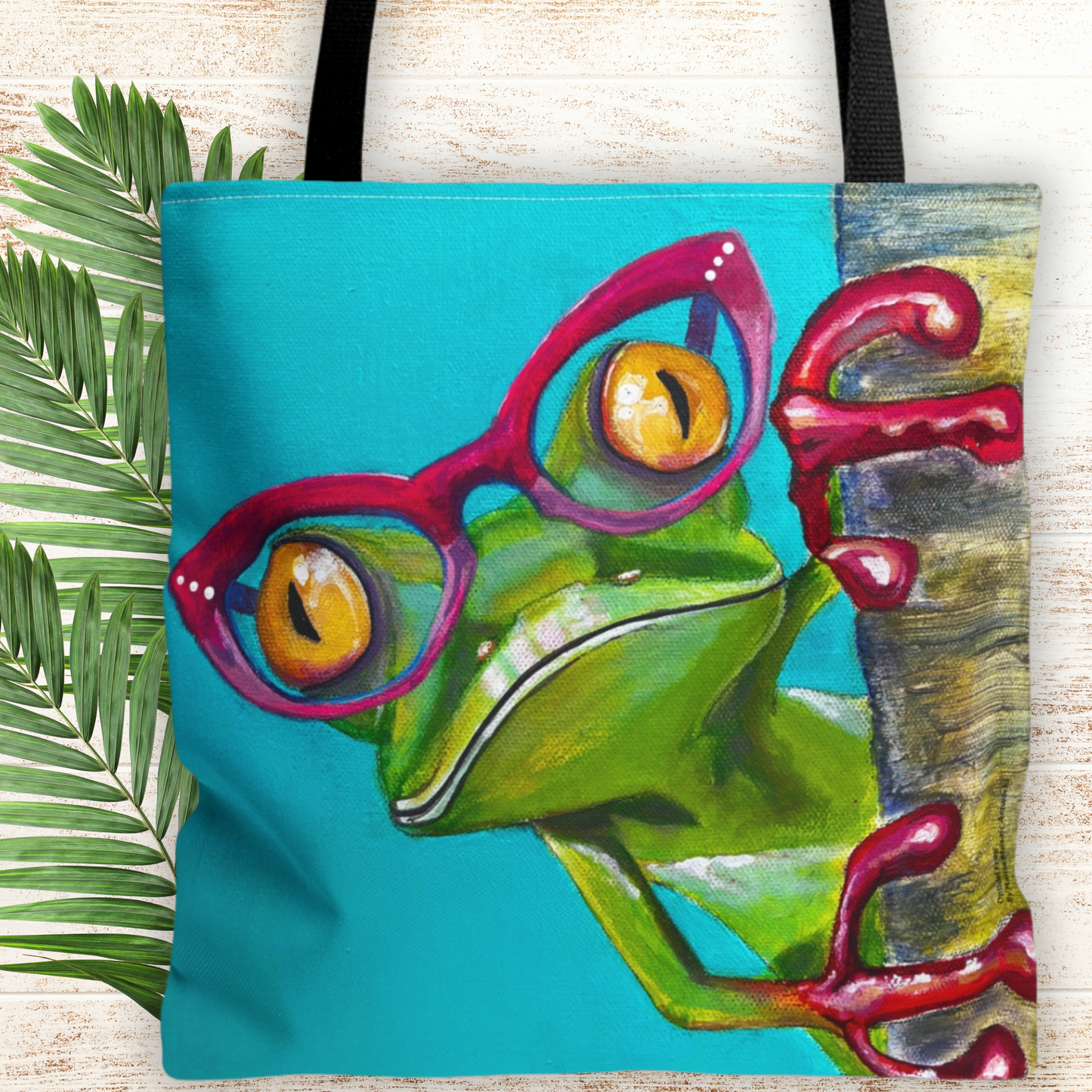 Frog Tote Bag - 3 Sizes - Read More Optical Frog from Mama Mosaic Artworks