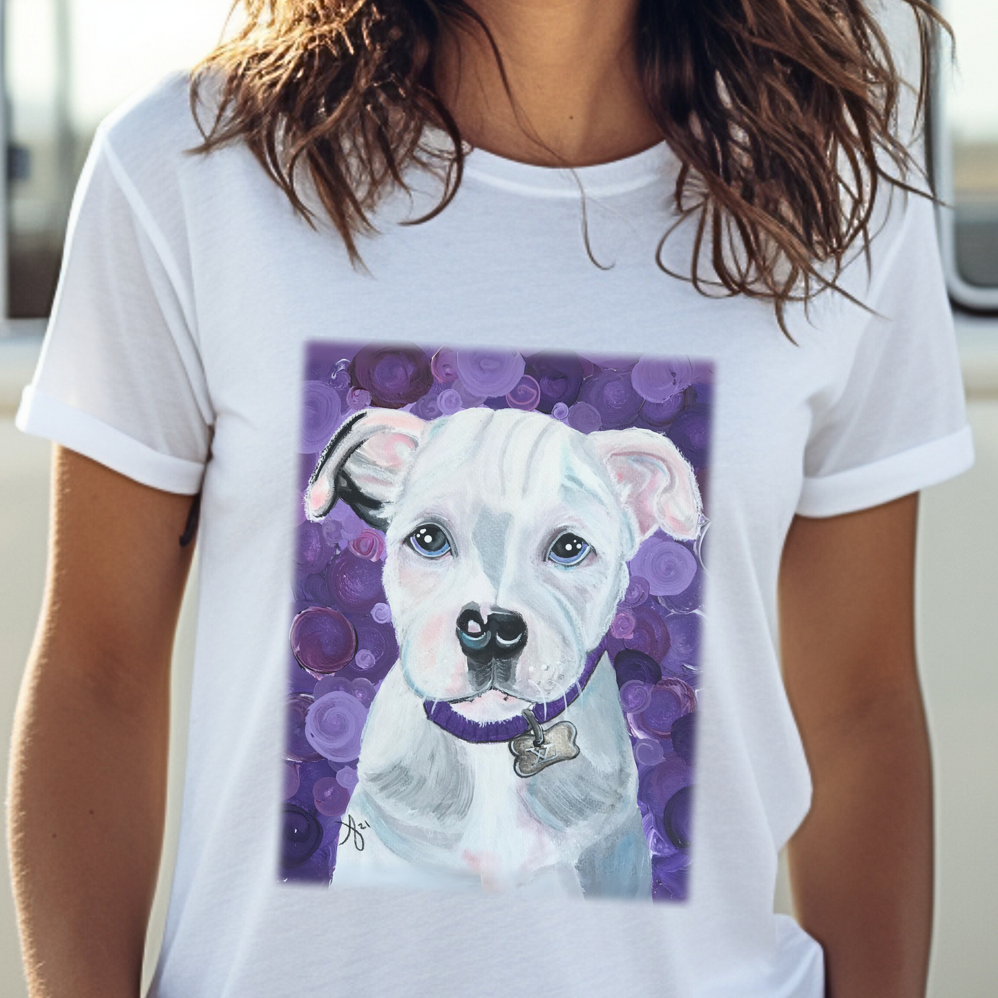 Pit Bull Unisex TShirt - Portrait of a Pit Bull from Mama Mosaic Artworks