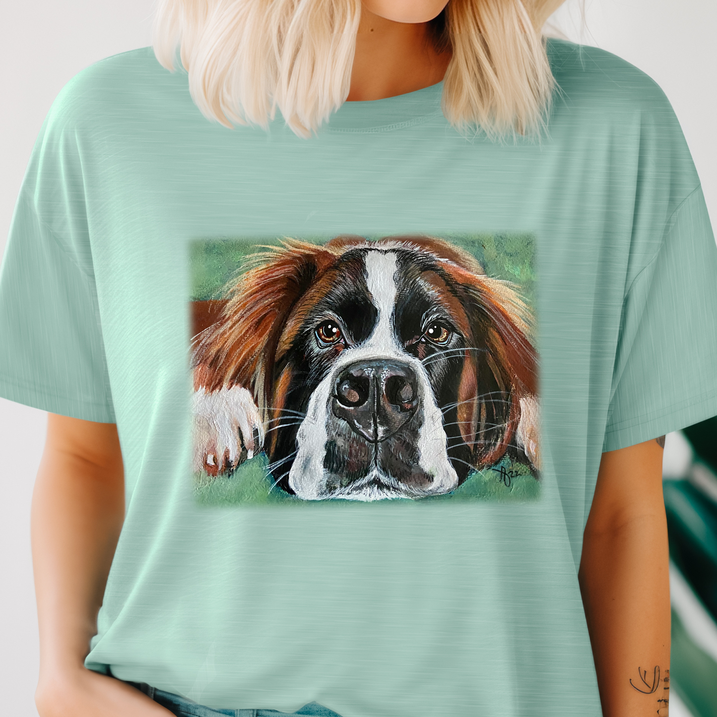 Saint Bernard Unisex TShirt - Portrait of Saint Bernard from Mama Mosaic Artworks