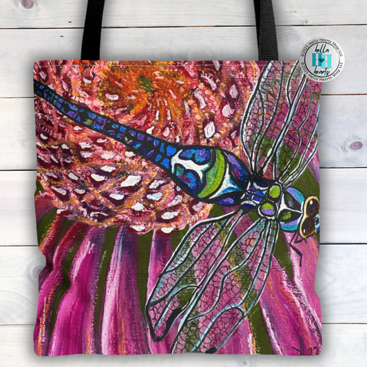 Dragonfly Tote Bag - Original Art, Garden Jewel from Mama Mosaic Artworks - 3 Sizes