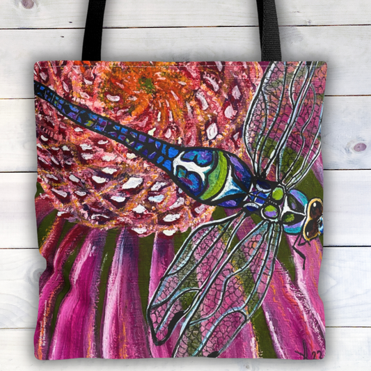 Dragonfly Tote Bag - 3 Sizes - Garden Jewel from Mama Mosaic Artworks