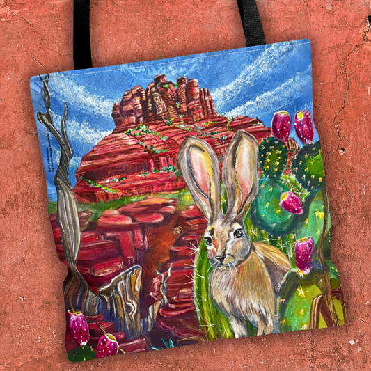 Sedona Hare Tote Bag - Original Art, Hare at Bell Rock from Mama Mosaic Artworks - 3 Sizes