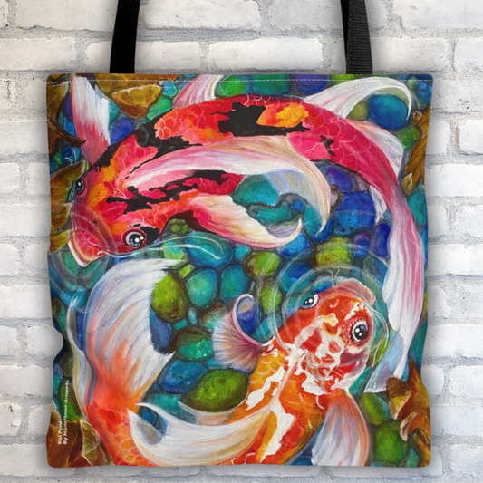 Koi Tote Bag - 3 Sizes - Koi Pond from Mama Mosaic Artworks