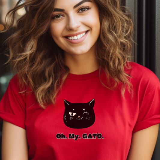 Black Cat TShirt - Oh My Gato Unisex Crew