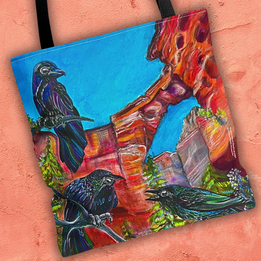 Sedona Devil's Bridge Tote Bag - 3 Sizes - Three Crows at Devil's Bridge from Mama Mosaic Artworks