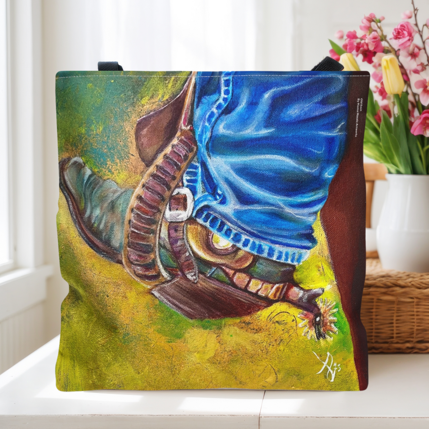 Cowboy Boot Tote Bag - 3 Sizes - Old Boot from Mama Mosaic Artworks