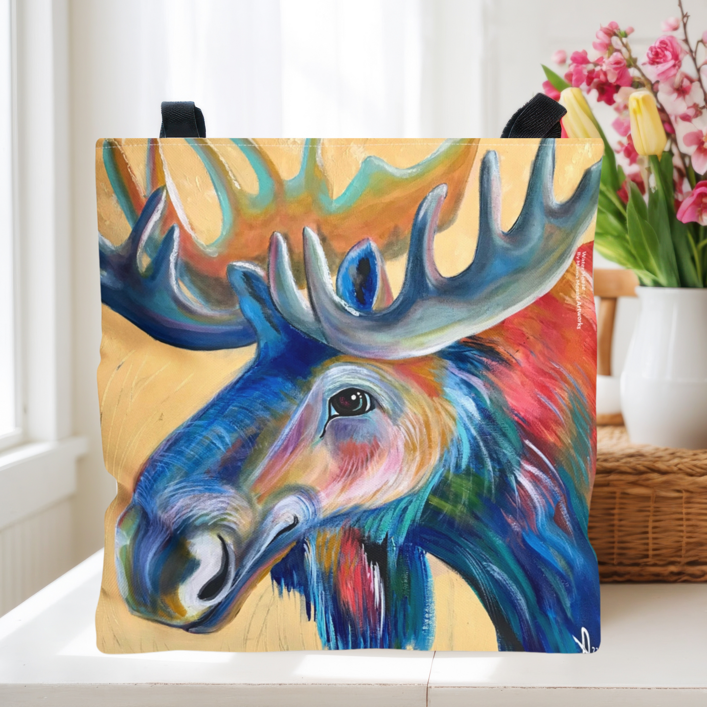 Moose Tote Bag - 3 Sizes - Water Moose from Mama Mosaic Artworks