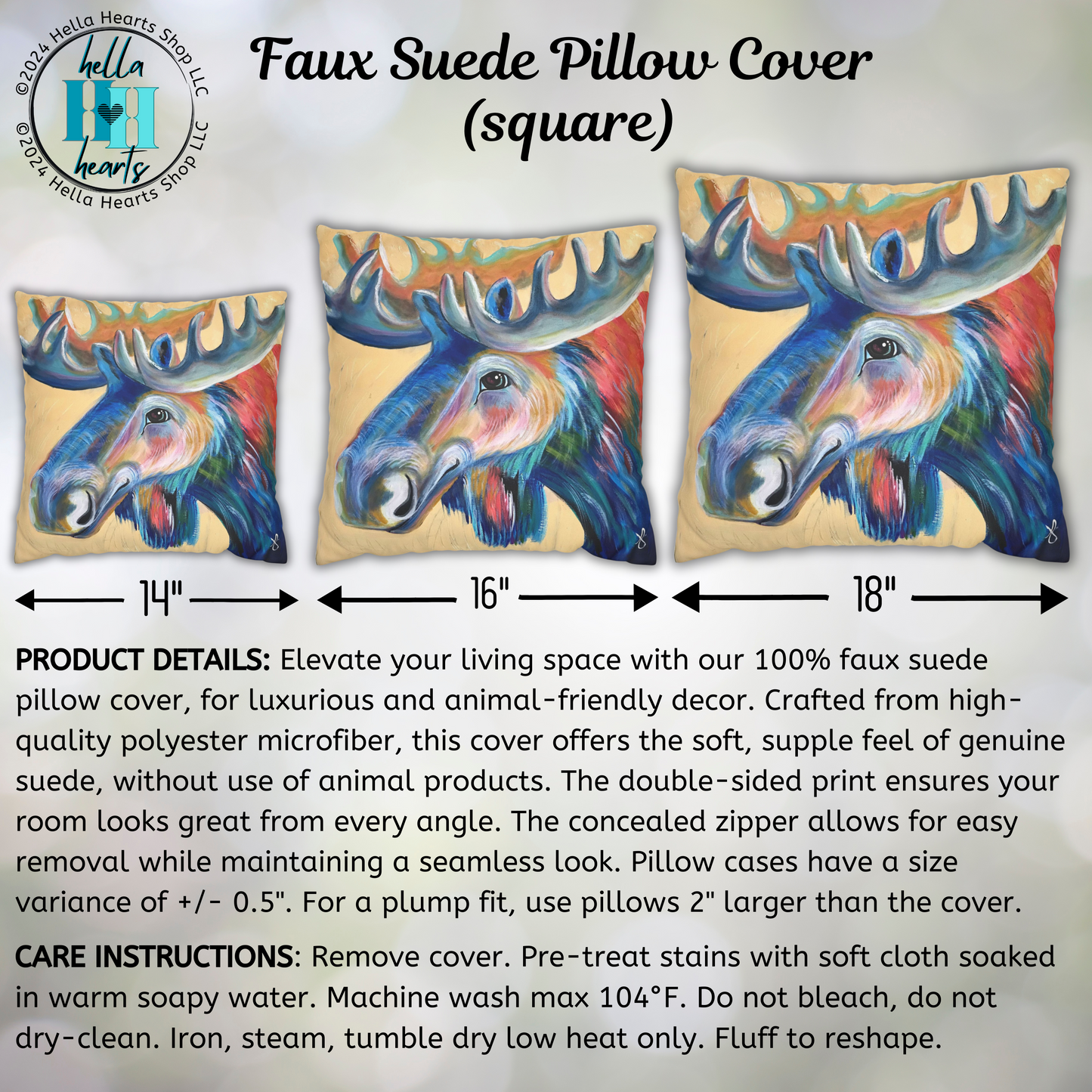 Moose Throw Pillow Cover - Faux Suede - 2 Sizes - Water Moose from Mama Mosaic Artworks