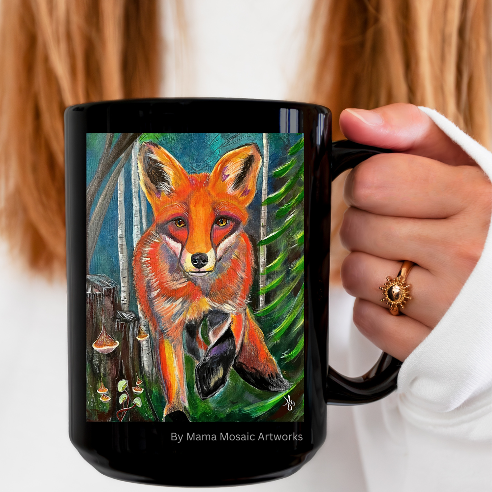 Red Fox Mug - Original Art, Fox Trot from Mama Mosaic Artworks