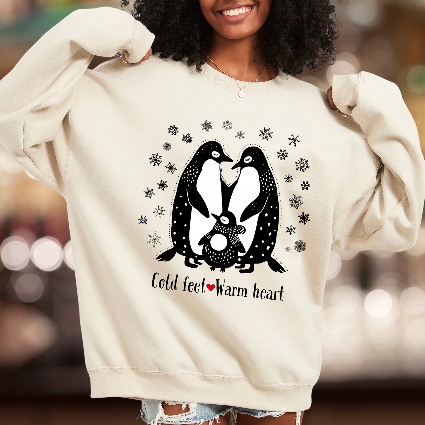 Penguin Sweatshirt - Cold Feet Warm Hearts - Unisex Crew