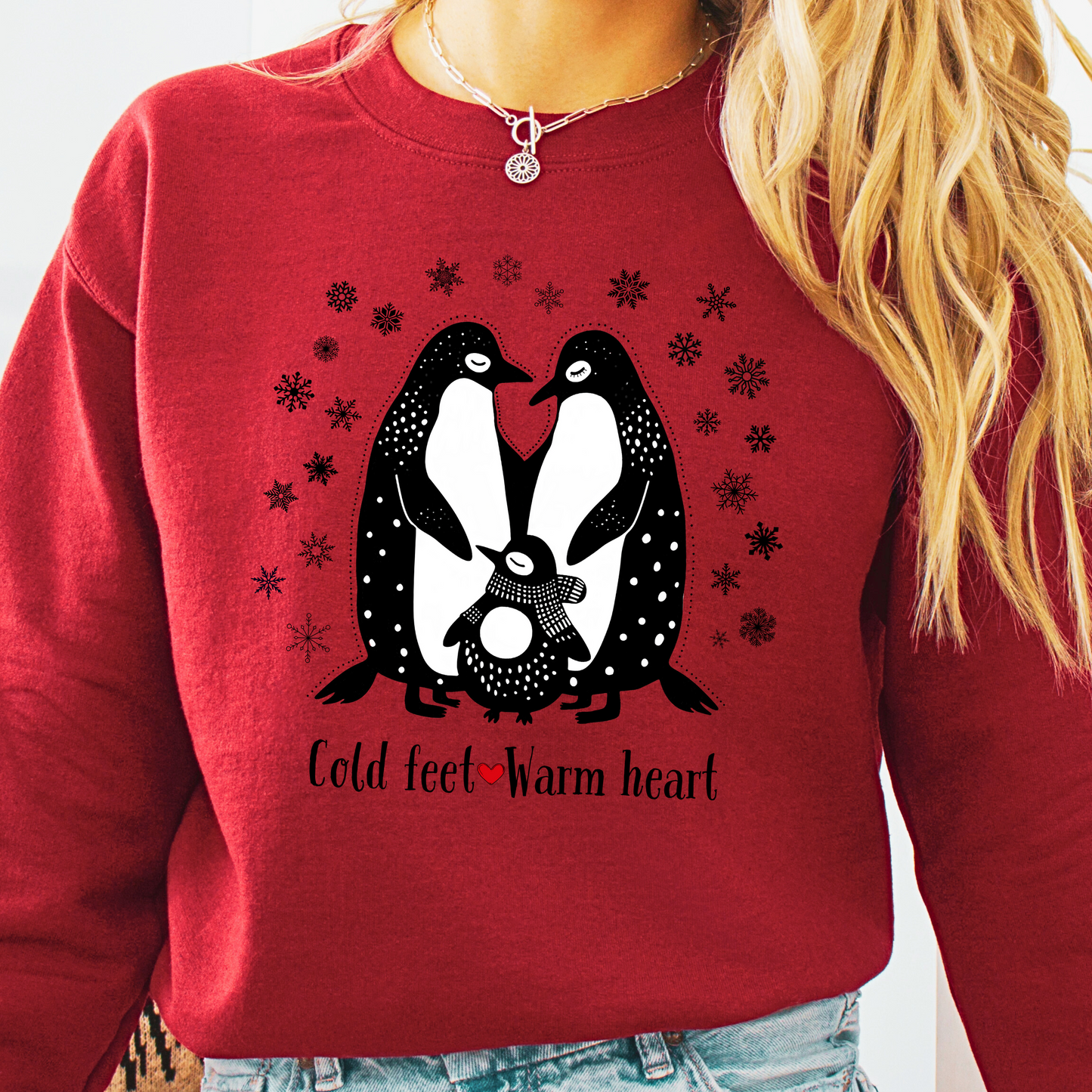 Penguin Sweatshirt - Cold Feet Warm Hearts - Unisex Crew