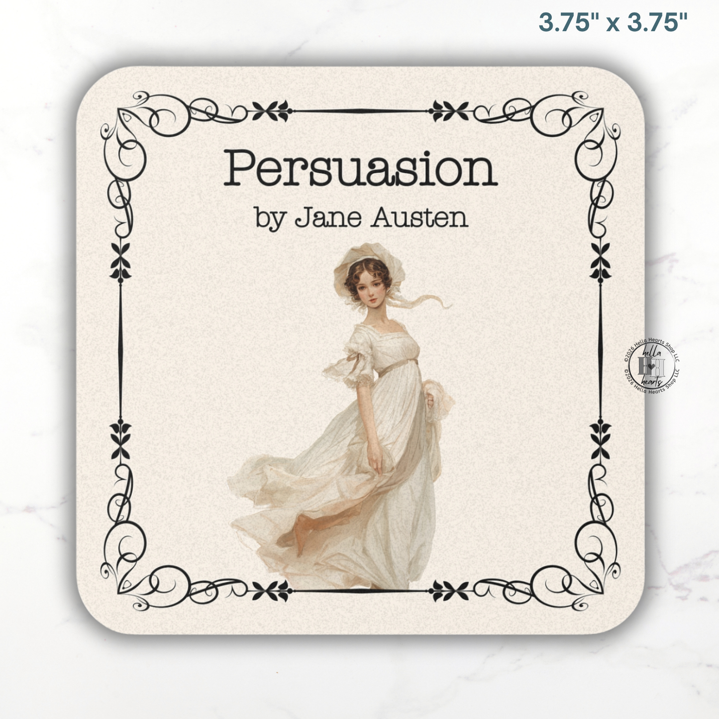 Jane Austen Book Coasters, Bookish Gift, Classic Lit, Cork Back