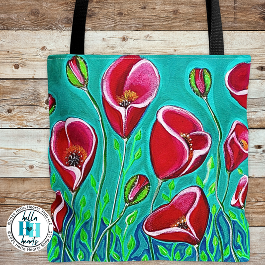 Poppies Tote Bag - Original Art, Poppies from Mama Mosaic Artworks - 3 Sizes