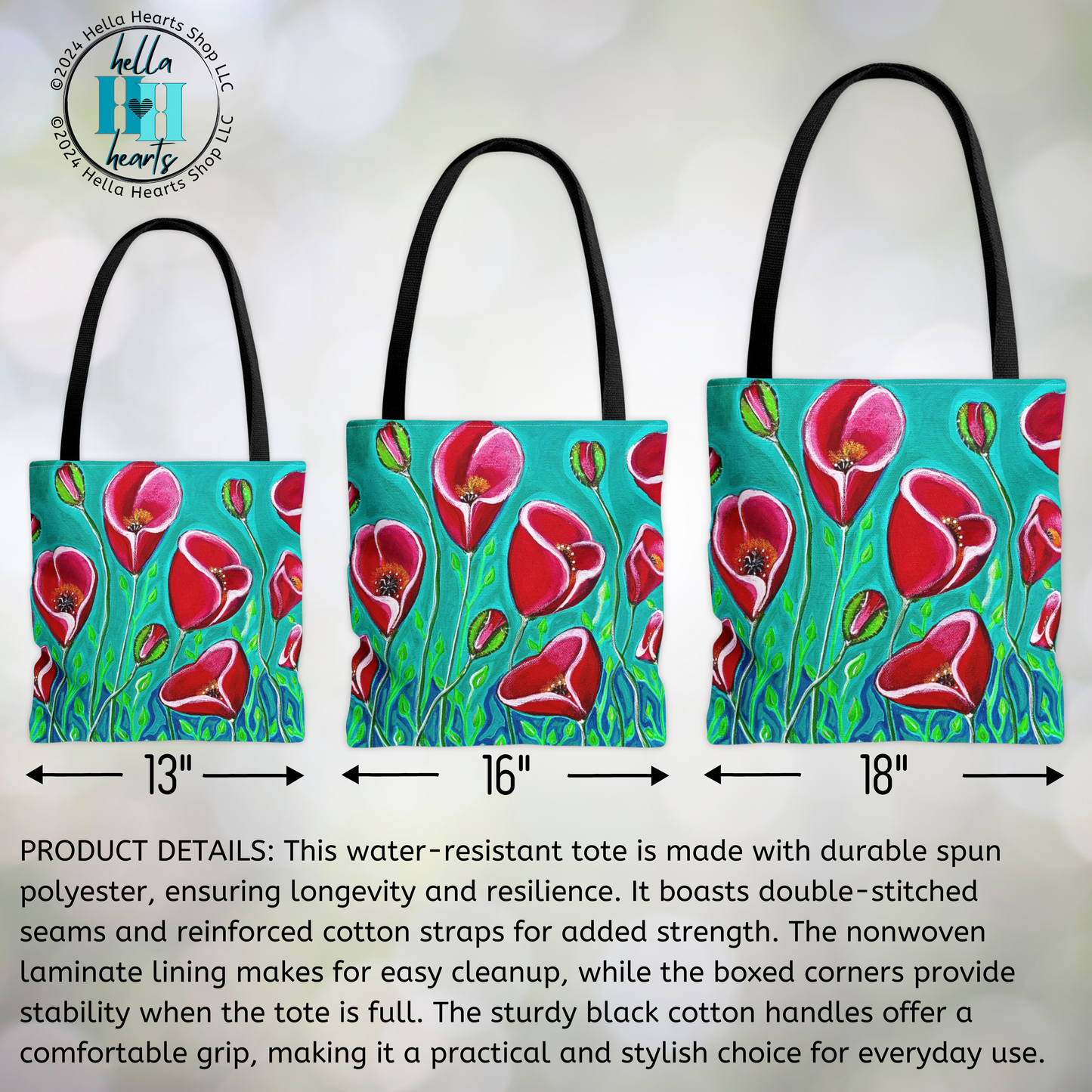 Poppies Tote Bag - Original Art, Poppies from Mama Mosaic Artworks - 3 Sizes