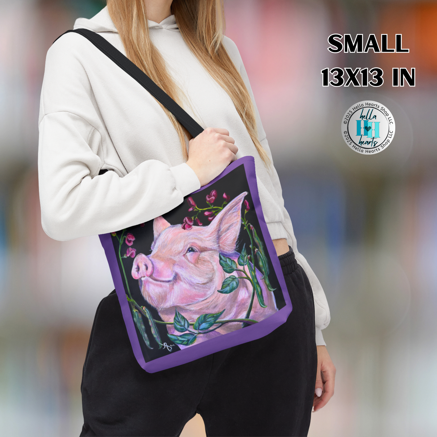 Pig Tote Bag - Original Art, Pork in Beans Tote Bag From Mama Mosaic Artworks - 3 Sizes