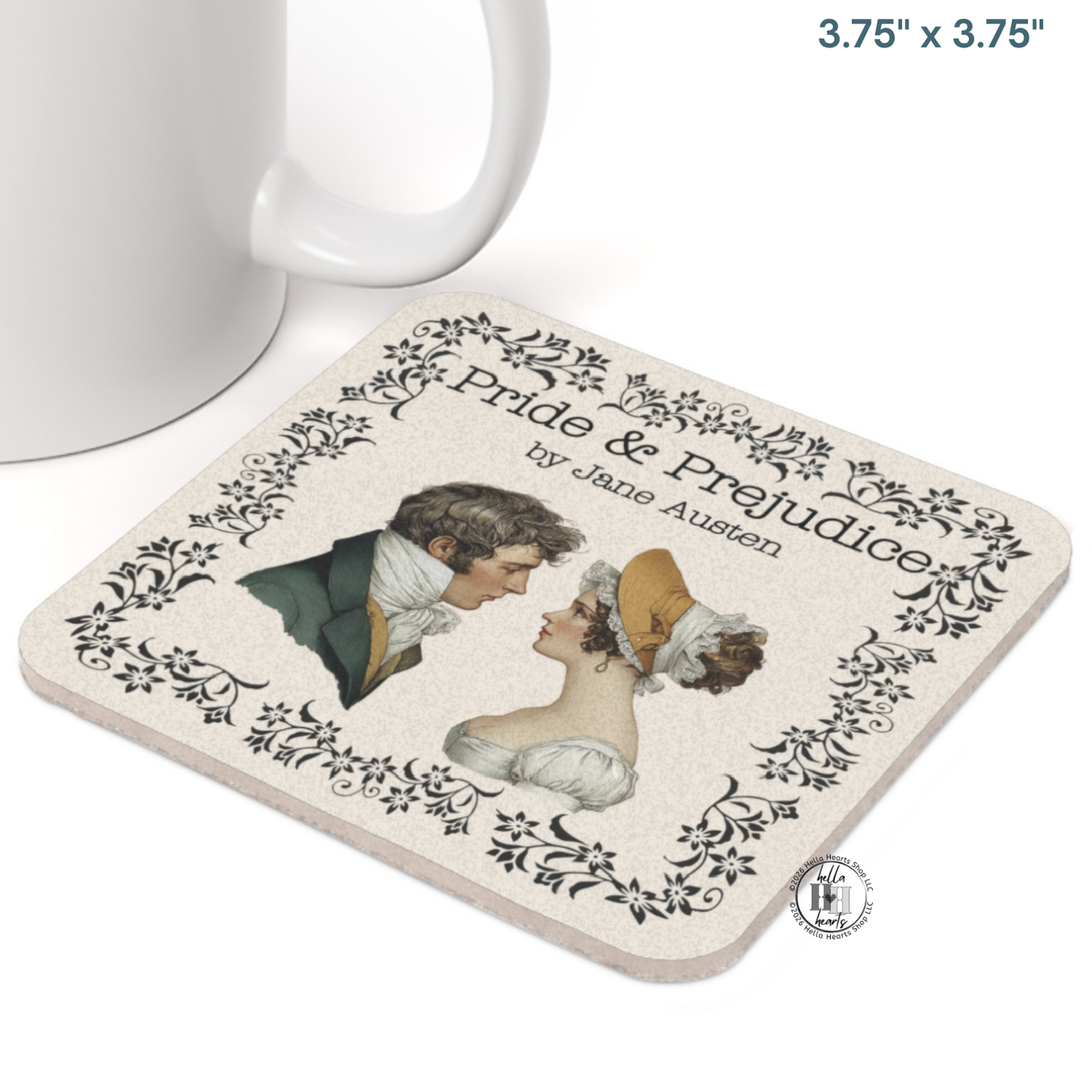 Jane Austen Book Coasters, Bookish Gift, Classic Lit, Cork Back