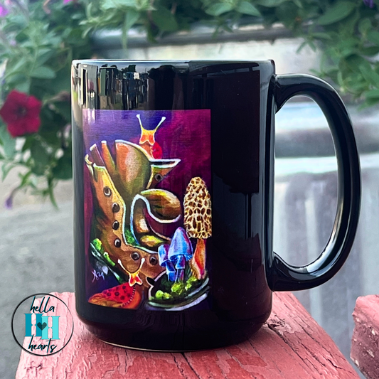 Psychedelic Shrooms Mug - 15oz Glossy Ceramic - Psilly Pslugs from Mama Mosaic Artworks