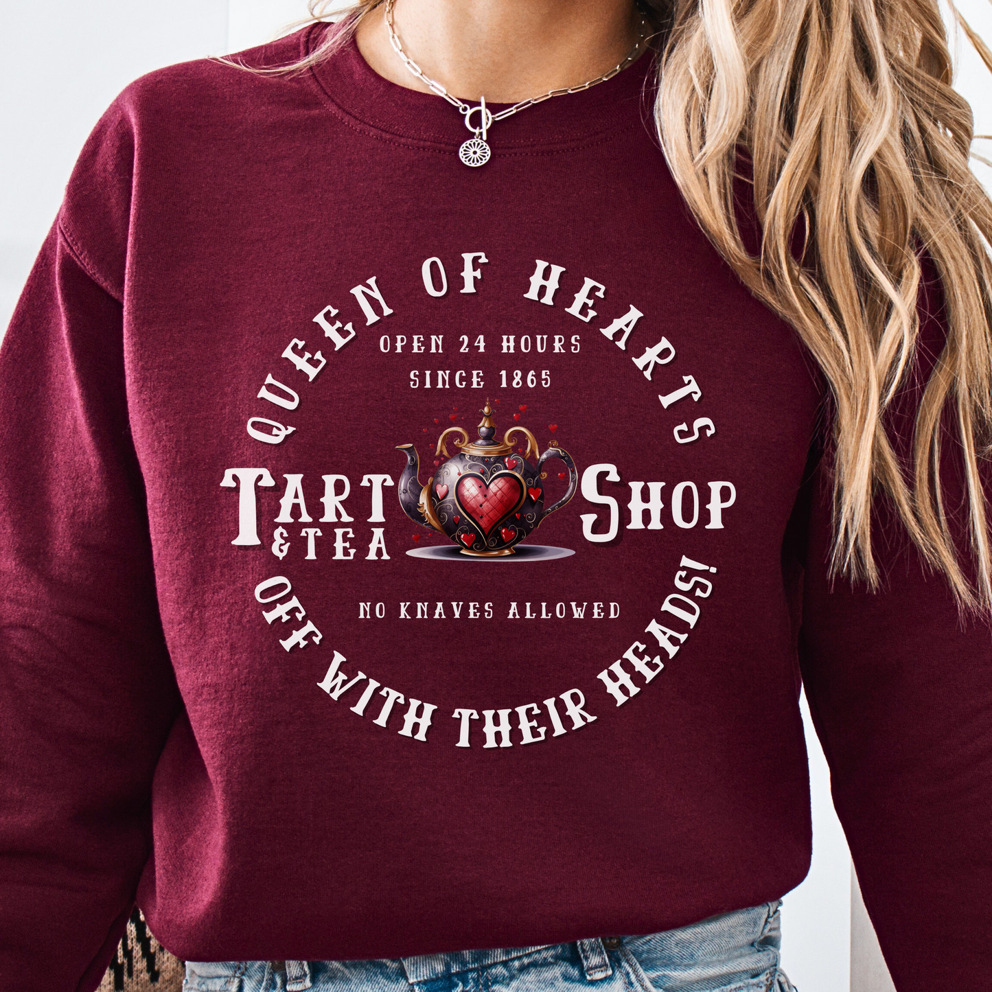 Alice in Wonderland Unisex Sweatshirt - Queen of Hearts Tart and Tea Shop