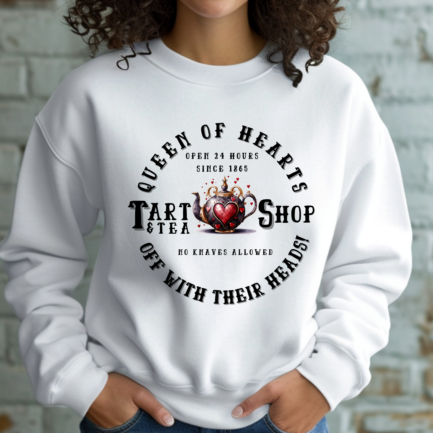 Alice in Wonderland Unisex Sweatshirt - Queen of Hearts Tart and Tea Shop