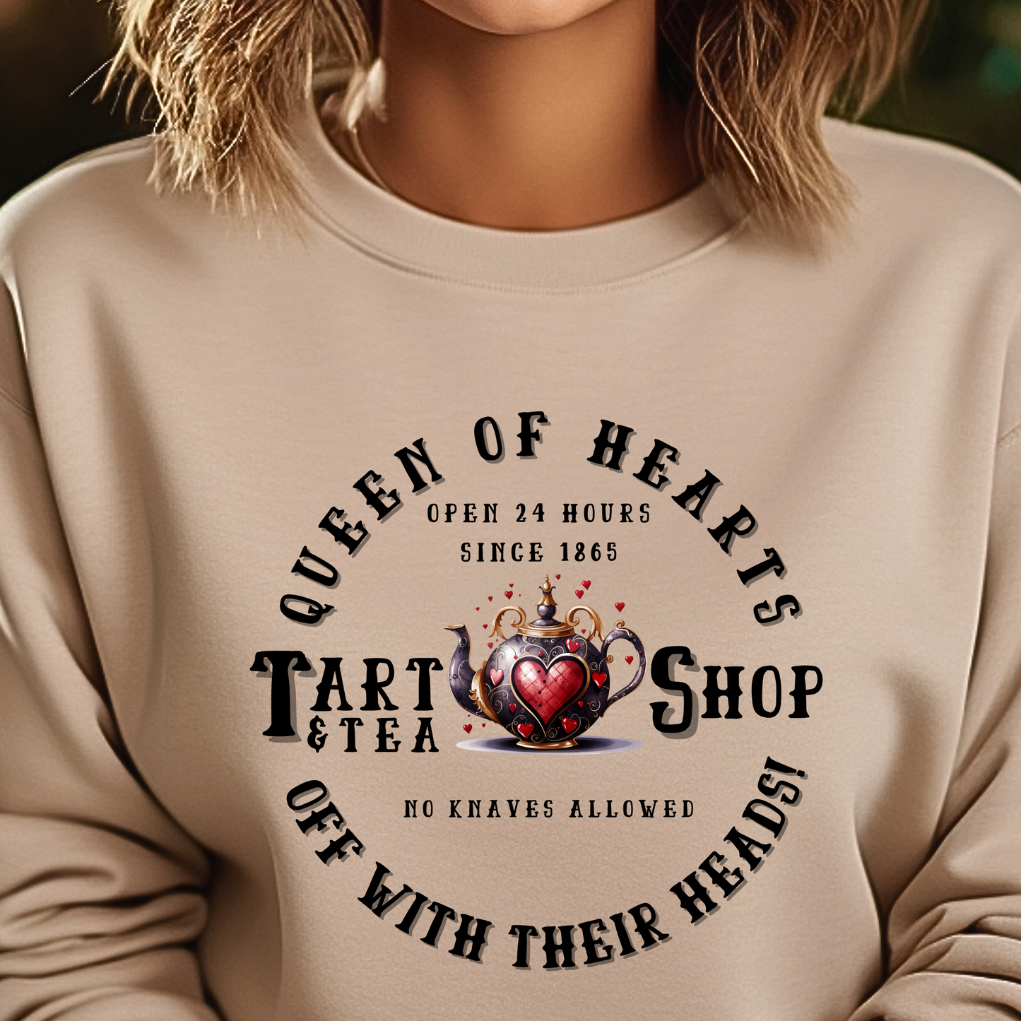 Alice in Wonderland Unisex Sweatshirt - Queen of Hearts Tart and Tea Shop