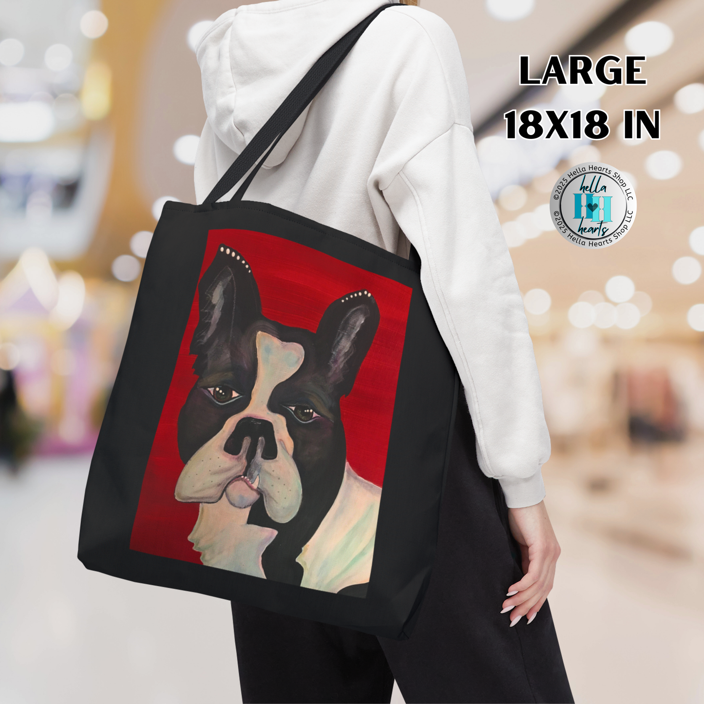 Bull Dog Tote Bag - Original Art, Bulldog on Red from Mama Mosaic Artworks - 3 Sizes