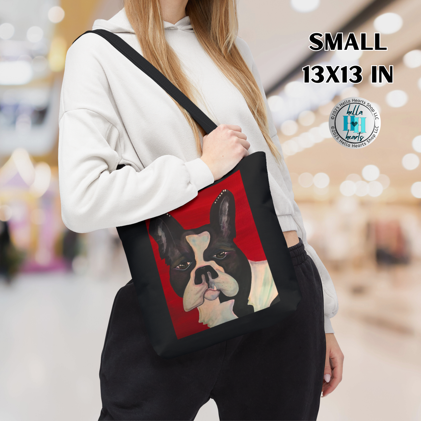 Bull Dog Tote Bag - Original Art, Bulldog on Red from Mama Mosaic Artworks - 3 Sizes