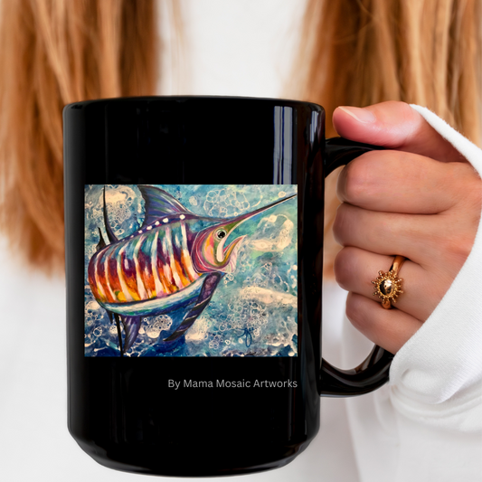 Sailfish Mug - Original Art, Portrait of a Sailfish from Mama Mosaic Artworks