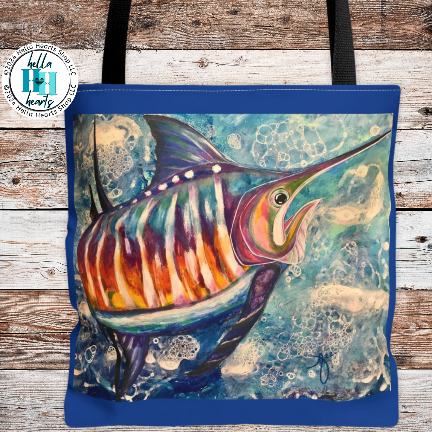 Sailfish Tote Bag -  Original Art, Portrait of a Sailfish by Mama Mosaic Artworks - 3 Sizes