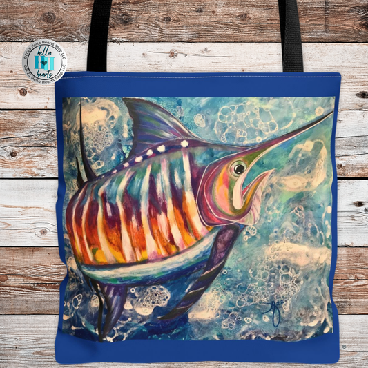 Sailfish Tote Bag -  Original Art, Portrait of a Sailfish by Mama Mosaic Artworks - 3 Sizes