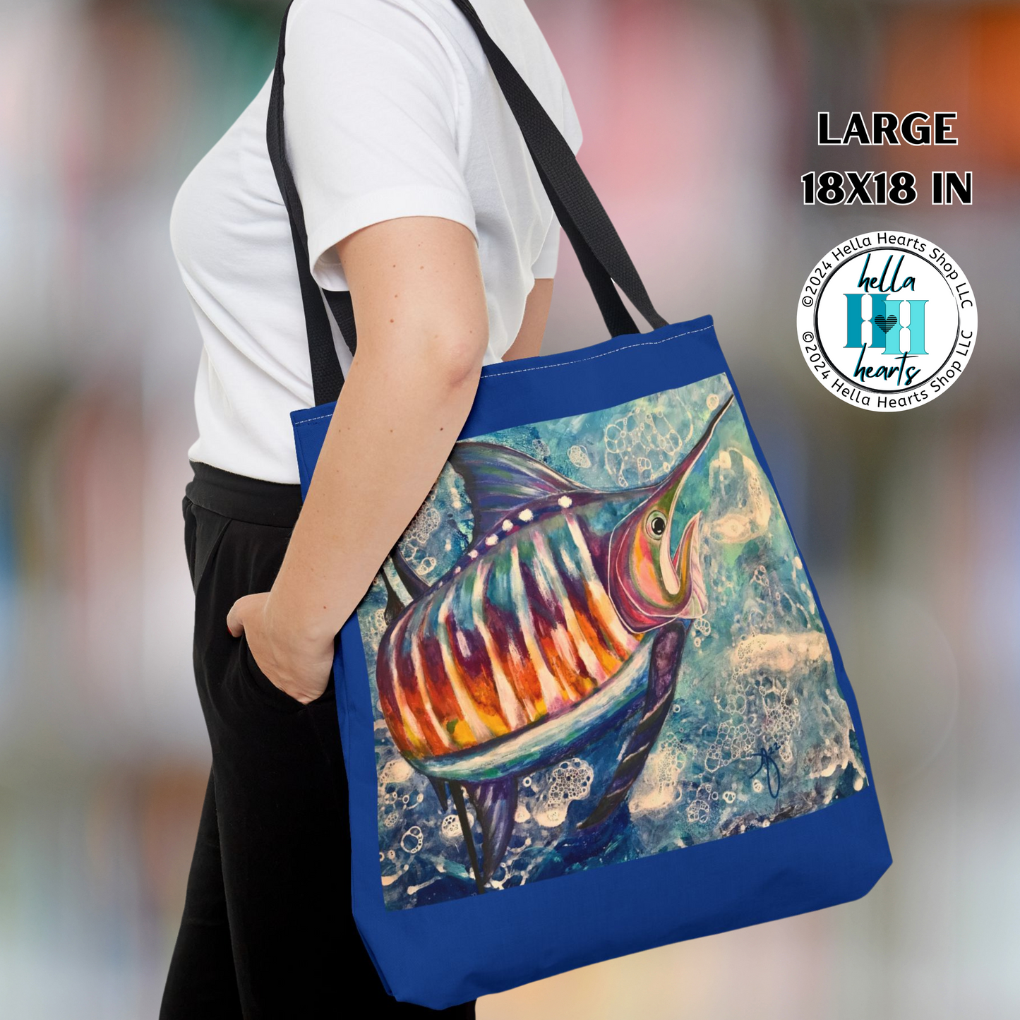 Sailfish Tote Bag -  Original Art, Portrait of a Sailfish by Mama Mosaic Artworks - 3 Sizes