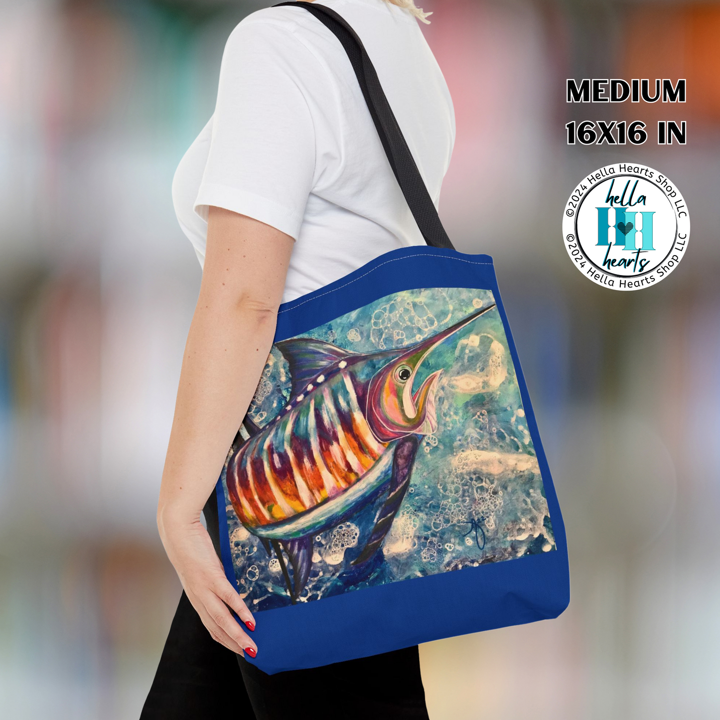 Sailfish Tote Bag -  Original Art, Portrait of a Sailfish by Mama Mosaic Artworks - 3 Sizes