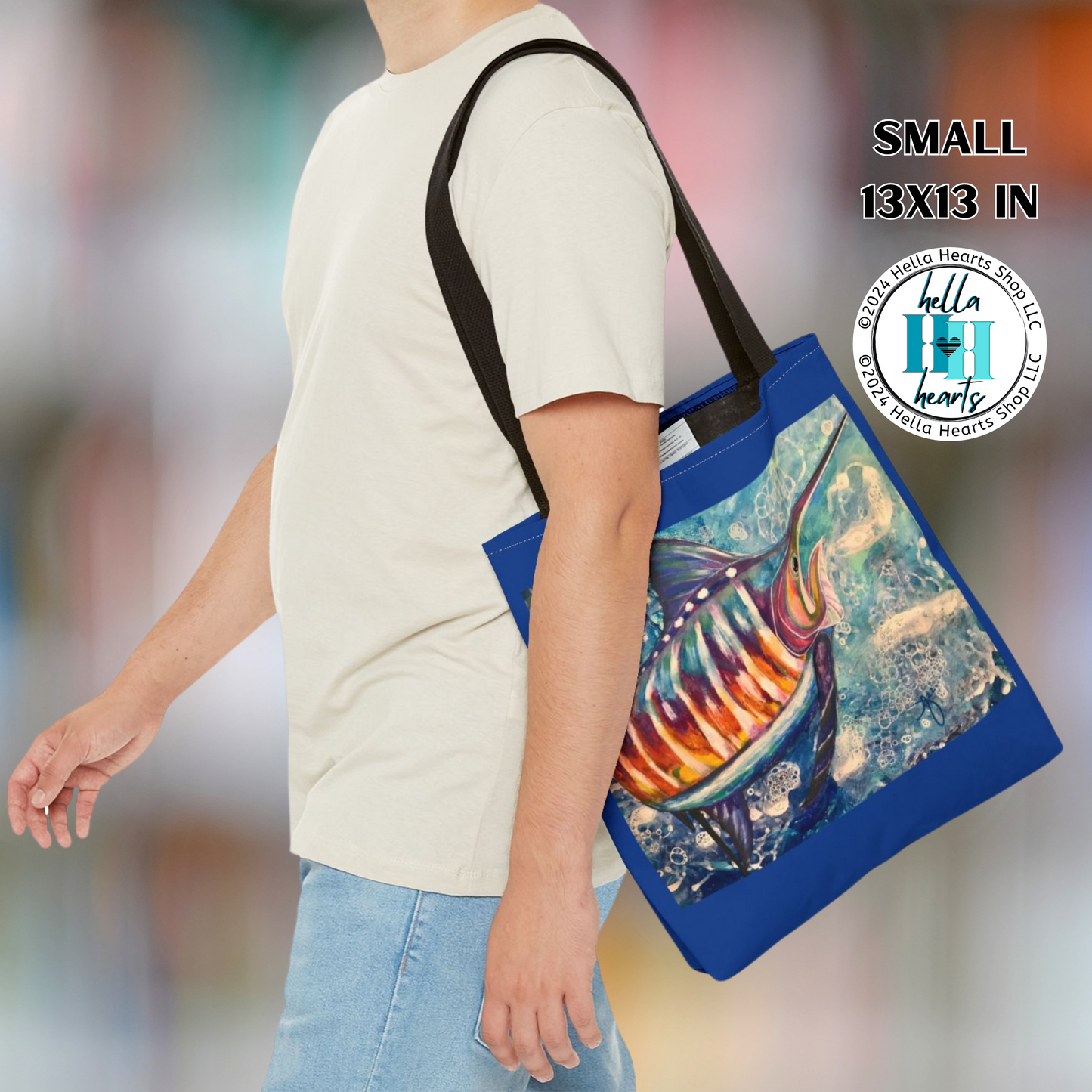 Sailfish Tote Bag -  Original Art, Portrait of a Sailfish by Mama Mosaic Artworks - 3 Sizes