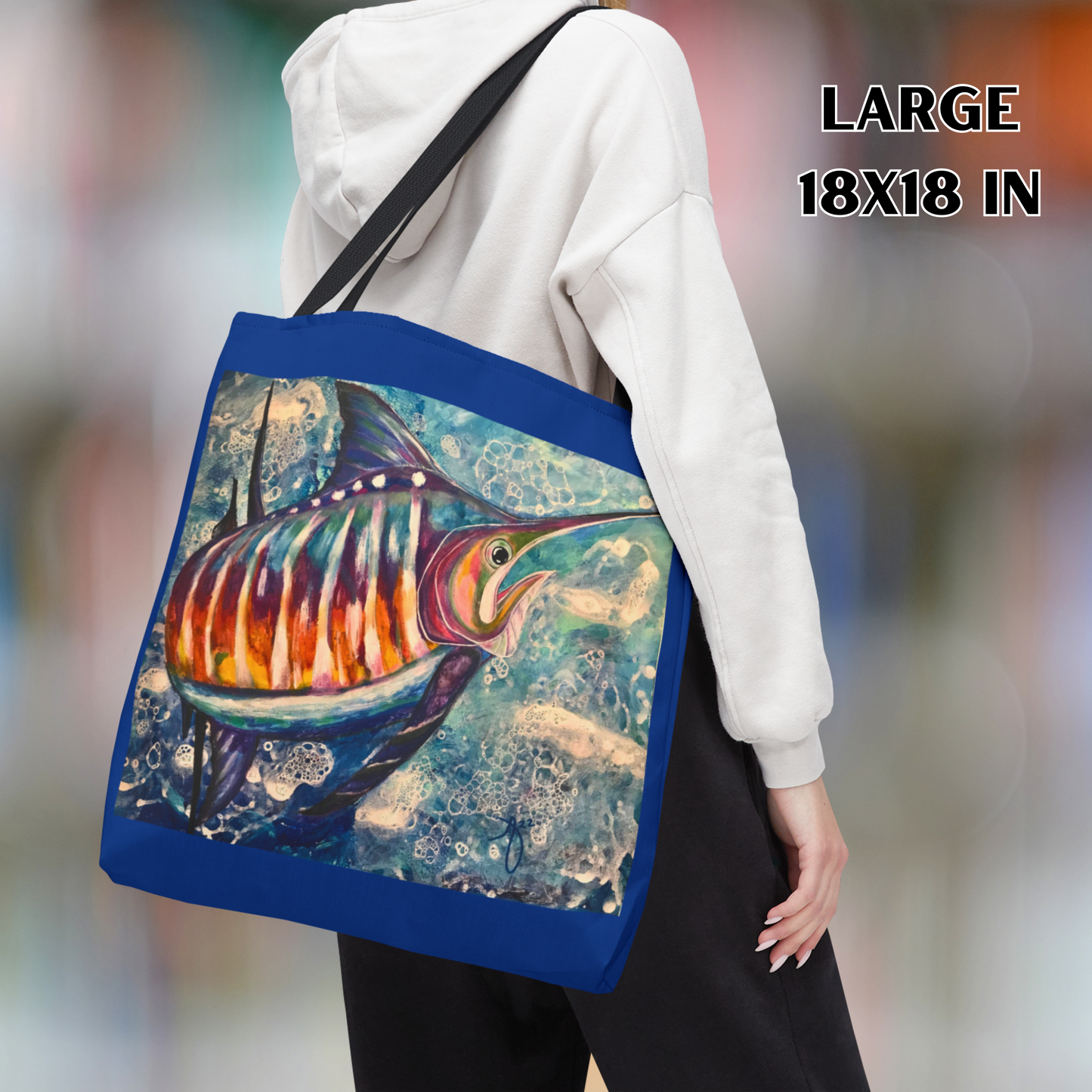 Sailfish Tote Bag -  Original Art, Portrait of a Sailfish by Mama Mosaic Artworks - 3 Sizes