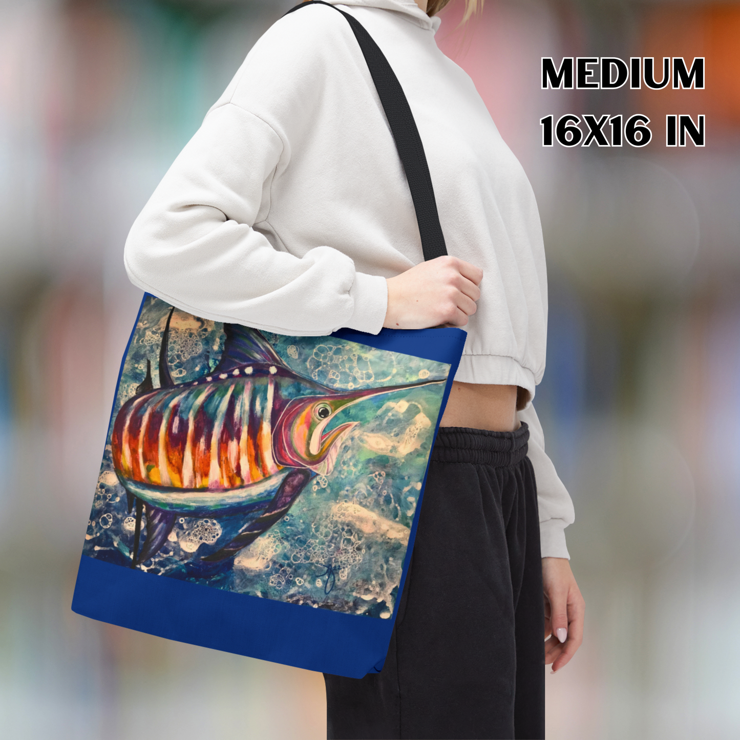 Sailfish Tote Bag -  Original Art, Portrait of a Sailfish by Mama Mosaic Artworks - 3 Sizes