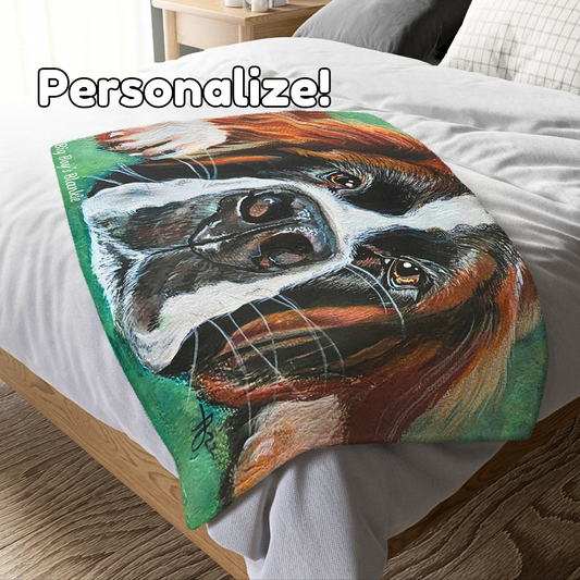 Saint Bernard Blanket - Velveteen Plush Throw - Portrait of Saint Bernard from Mama Mosaic Artworks