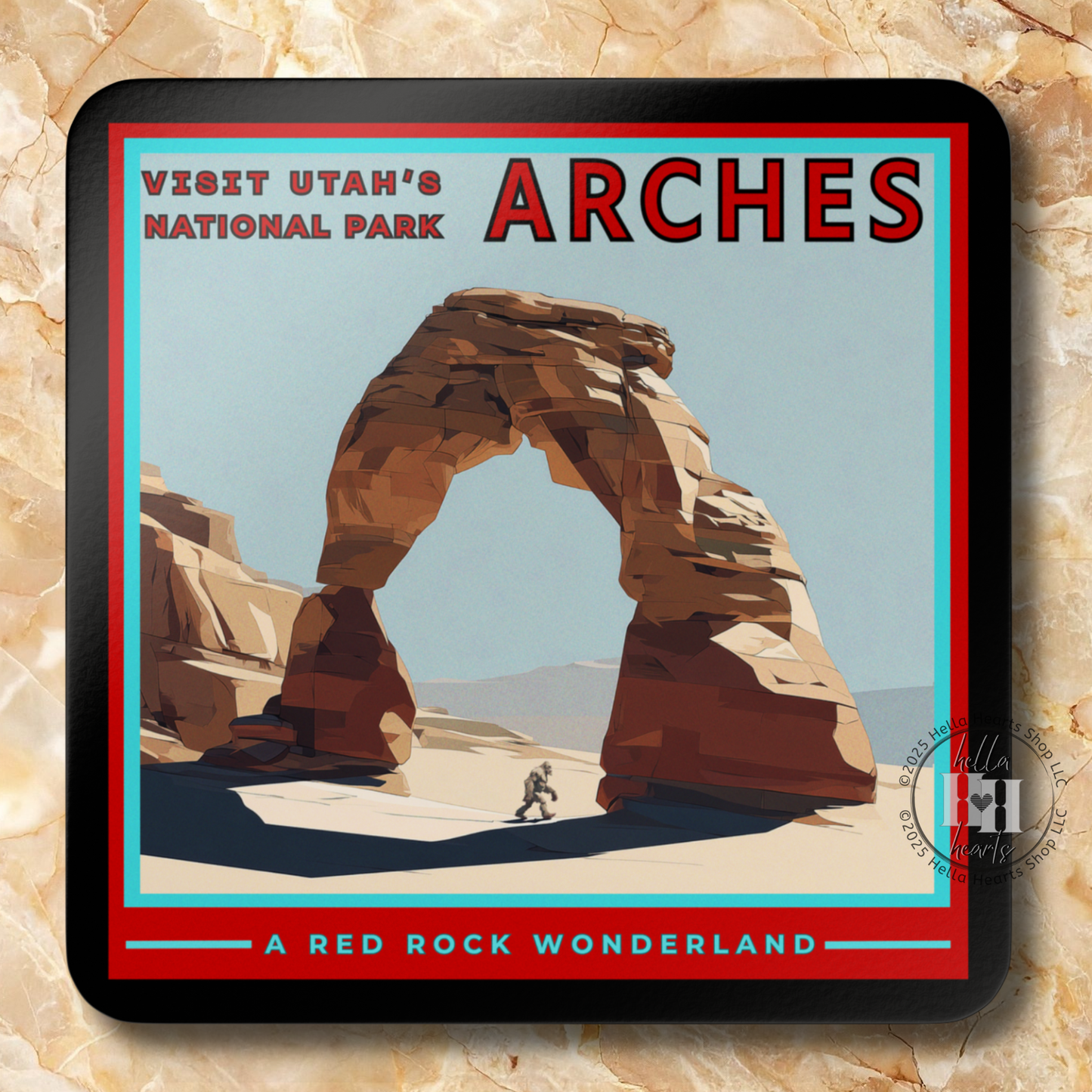 Sasquatch at National Parks Retro Travel Poster Coaster Set