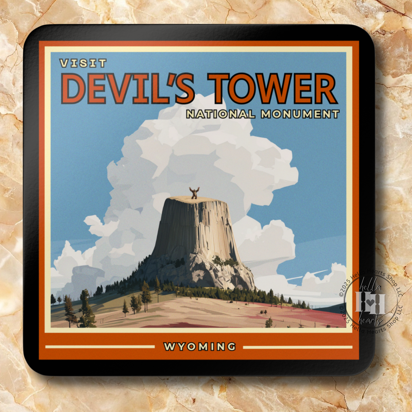 Sasquatch at National Parks Retro Travel Poster Coaster Set