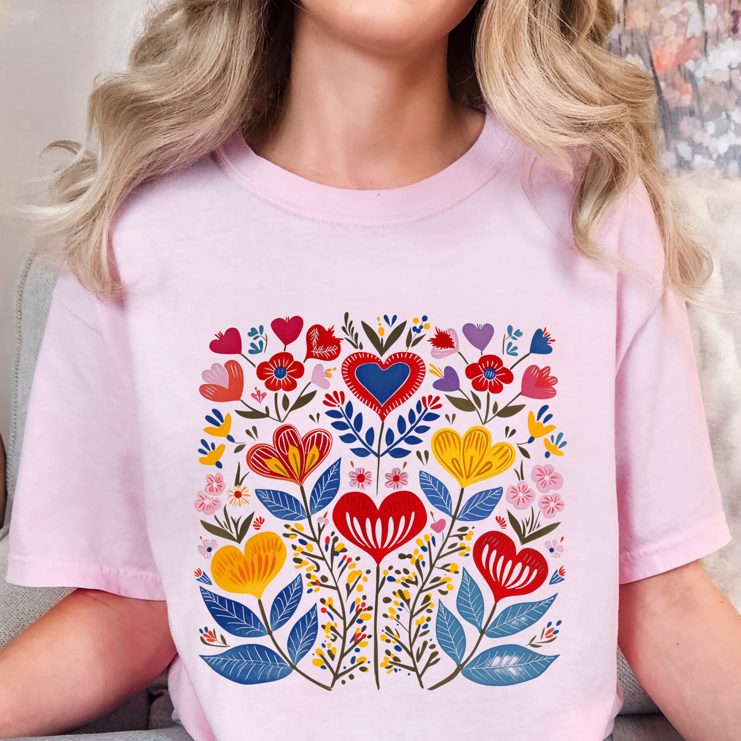 Heart Flowers Shirt - Cottagecore Comfort Colors Unisex Crew